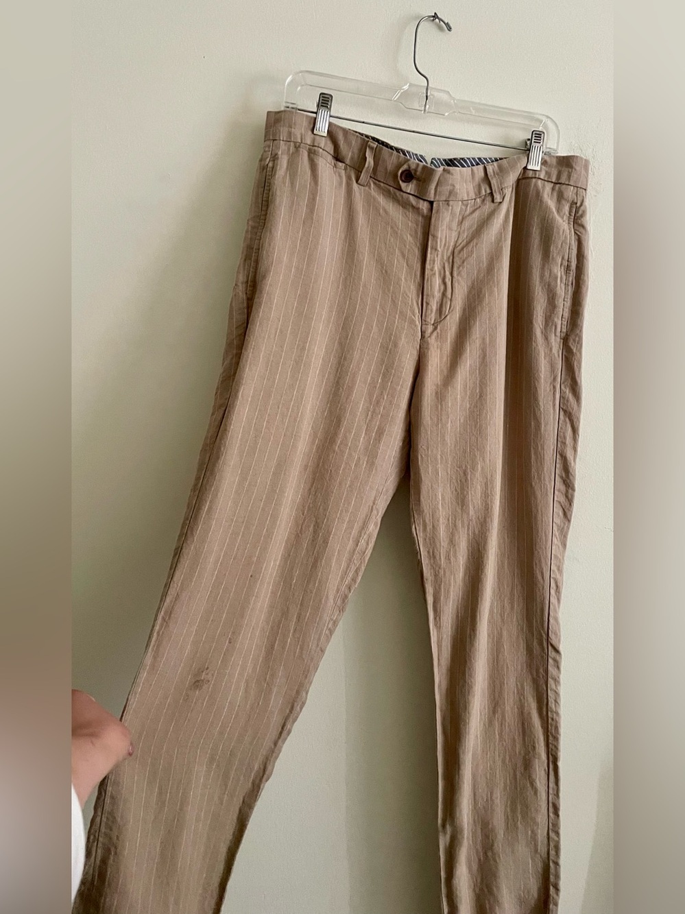 🦘Daniel Cremieux Men's Tan Pinstripe Pants 🦘 - Picture 2 of 8